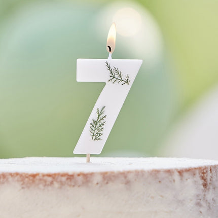 Witte Kaars 7 Jaar Gebladerd 5cm van Ginger Ray koop je bij Partywinkel