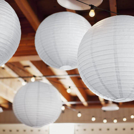 Witte Lampion Rond 35cm van Partydeco koop je bij Partywinkel