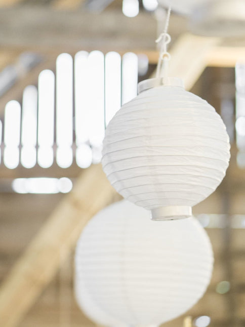 Witte Lampion Rond met lampje 20cm van Partydeco koop je bij Partywinkel
