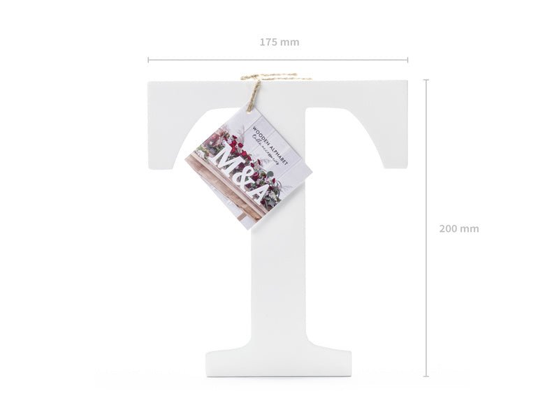 Witte Letter T Hout 20cm van Partydeco koop je bij Partywinkel