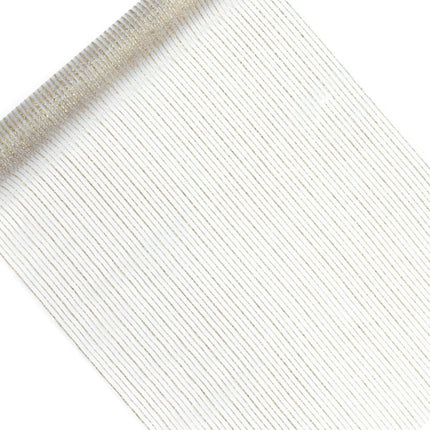 Witte Organza Stof Gouden Strepen 48cm 9m van Partydeco koop je bij Partywinkel
