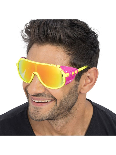 Gelb-rosa Retro-Partybrille, 15 cm