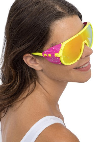 Gelb-rosa Retro-Partybrille, 15 cm