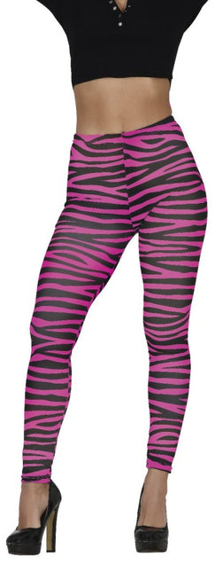 Zebra Legging Roze Dames van Fiestas Guirca koop je bij Partywinkel