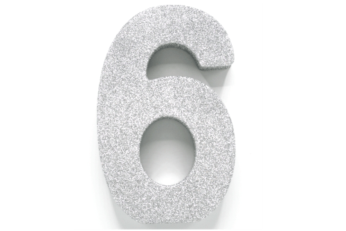 Zilver Tafeldecoratie Cijfer 6 Glitter 20,5cm van WeFiesta koop je bij Partywinkel