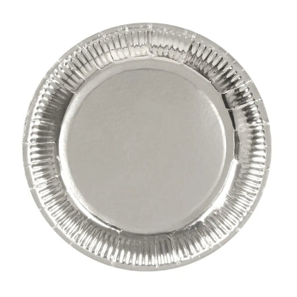 Zilveren Borden 23cm 6st - Partywinkel - 8712026200112