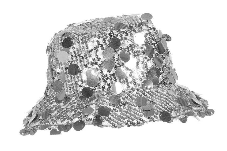 Zilveren Bucket Hat Pailletten van Wilbers & Wilbers koop je bij Partywinkel
