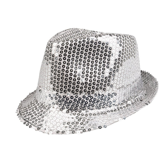 Zilveren Glitter Hoed - Partywinkel - 8712026012920