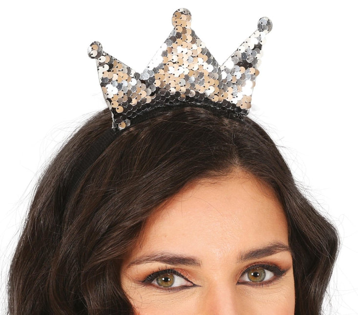 Zilveren Haarband Met Kroon - Partywinkel - 8434077230169