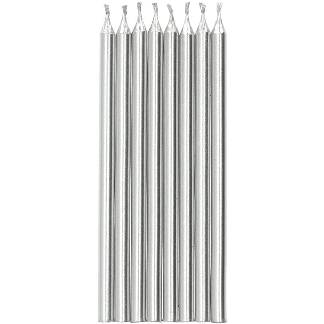 Zilveren Kaarsen 10cm 12st van Folat koop je bij Partywinkel