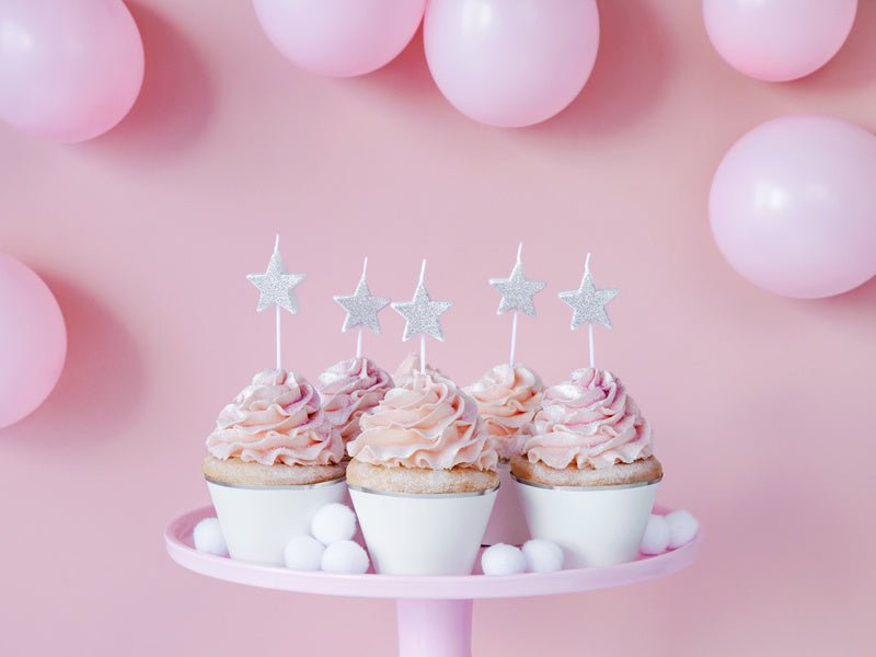 Zilveren Kaarsjes Sterren 3,5cm 5st van Partydeco koop je bij Partywinkel