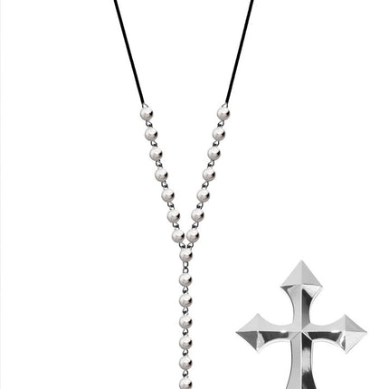 Zilveren Ketting Kruis Met Zilveren Parels van Fiestas Guirca koop je bij Partywinkel