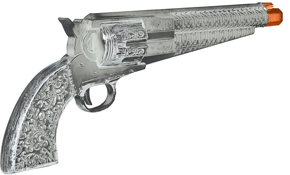 Zilveren Nep Pistool Lang 30cm van Fiestas Guirca koop je bij Partywinkel