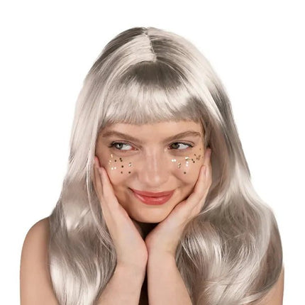 Zilveren Pruik Lang Haar van Partydeco koop je bij Partywinkel