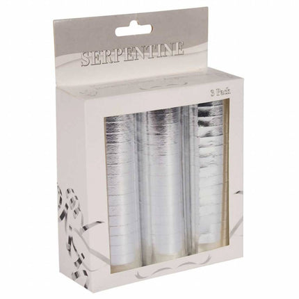 Zilveren Serpentine Metallic 3st van Folat koop je bij Partywinkel