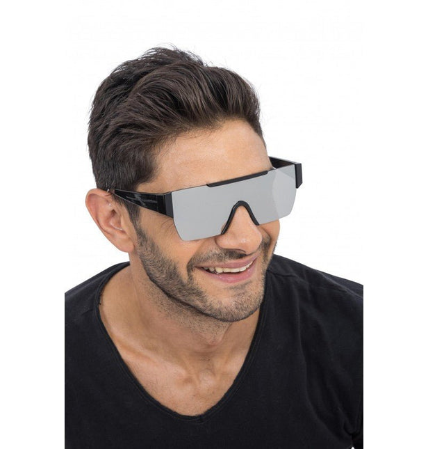 Zilveren Spiegel Effect Bril – 15 cm x 15 cm x 5,2 cm van CHAKS koop je bij Partywinkel