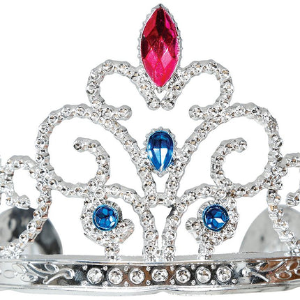 Zilveren Tiara Kind Met Edelstenen - Partywinkel - 8434077230015