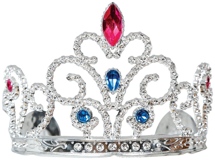 Zilveren Tiara Kind Met Edelstenen - Partywinkel - 8434077230015