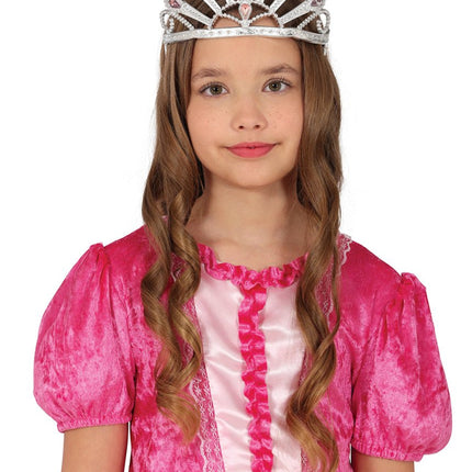 Zilveren Tiara Met Edelstenen - Partywinkel - 8434077230008