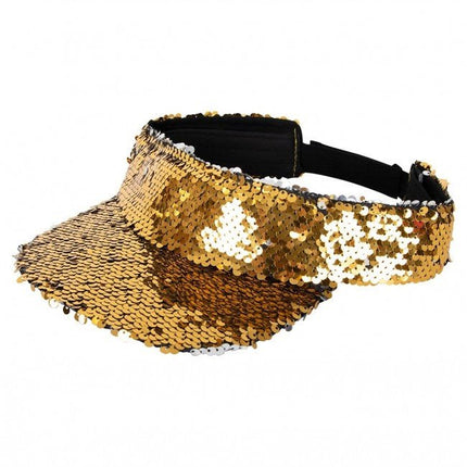 Zonneklep Met Pailletten Goud van PartyXplosion koop je bij Partywinkel