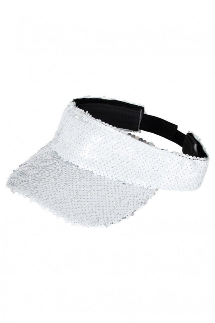 Zonneklep Met Pailletten Wit van PartyXplosion koop je bij Partywinkel