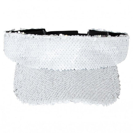 Zonneklep Met Pailletten Wit van PartyXplosion koop je bij Partywinkel