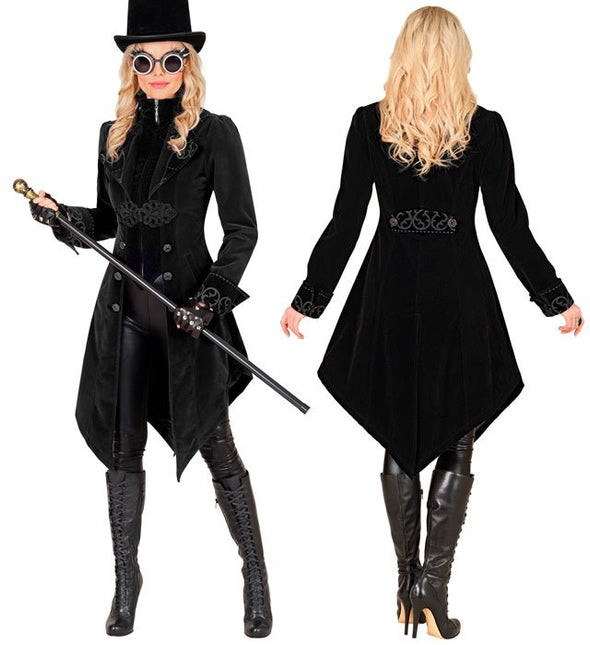 ZWART FLUWELEN GOTHIC JAS DAMES van Widmann koop je bij Partywinkel