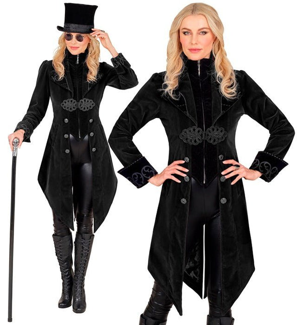 ZWART FLUWELEN GOTHIC JAS DAMES van Widmann koop je bij Partywinkel