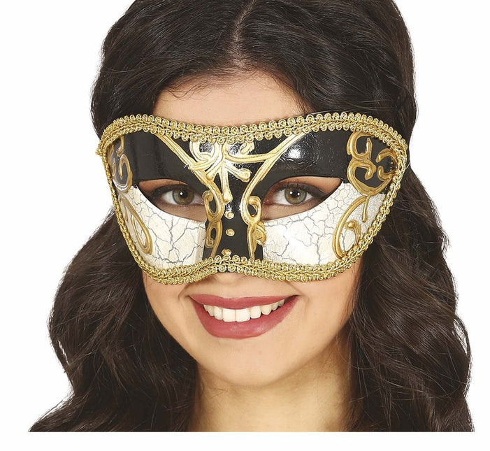 Zwart Gouden Masker Venitiaans van Fiestas Guirca koop je bij Partywinkel