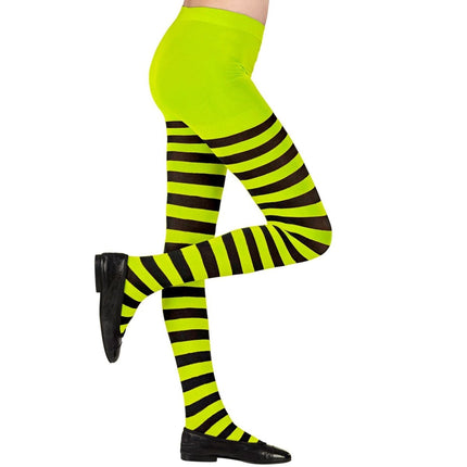 Zwart Groene Panty Kind Gestreept van Widmann koop je bij Partywinkel