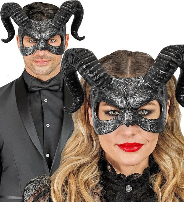 Zwart Oogmasker Hoorns van Widmann koop je bij Partywinkel