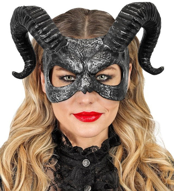 Zwart Oogmasker Hoorns van Widmann koop je bij Partywinkel