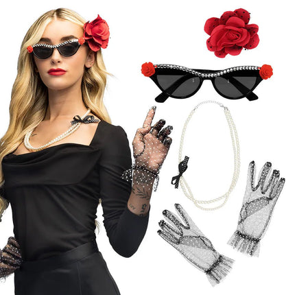 Zwart Rode Accessoireset Vintage 3 delig van Boland koop je bij Partywinkel