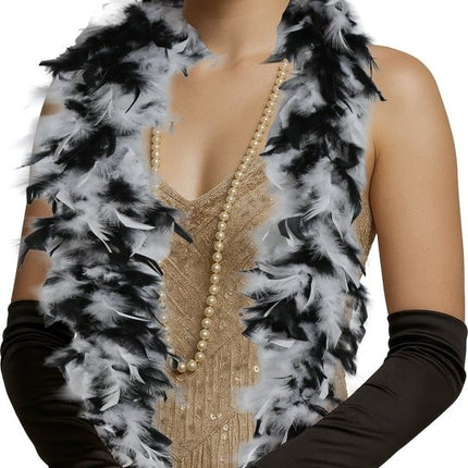 Zwart Witte Boa Veren 80gr van Fiestas Guirca koop je bij Partywinkel