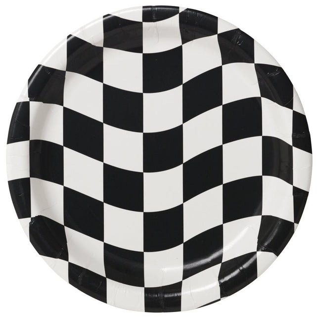 Zwart Witte Borden Geblokt 23cm 8st van Creative Converting koop je bij Partywinkel