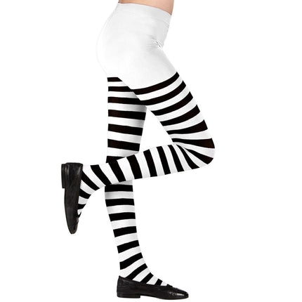 Zwart Witte Panty Kind Gestreept van Widmann koop je bij Partywinkel