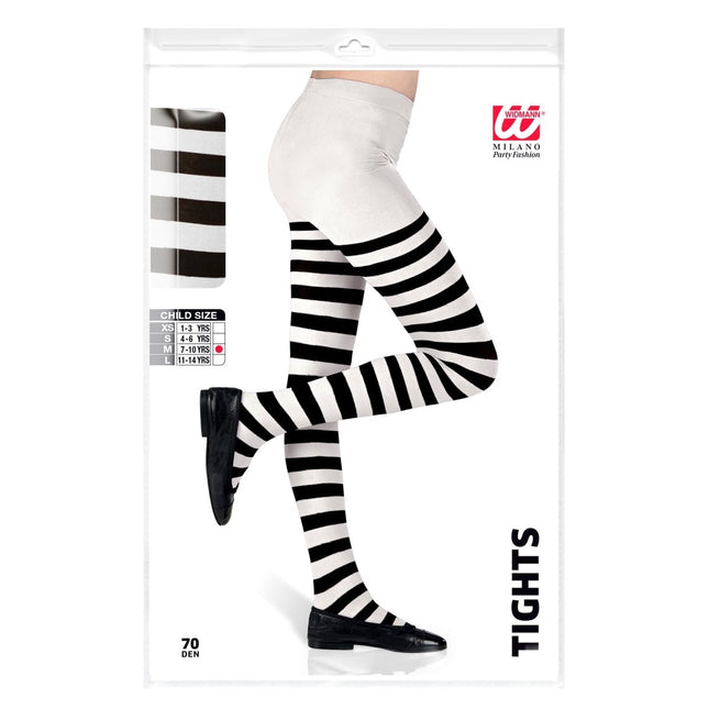 Zwart Witte Panty Kind Gestreept van Widmann koop je bij Partywinkel