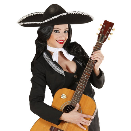 Zwart Witte Sombrero 55cm van Widmann koop je bij Partywinkel