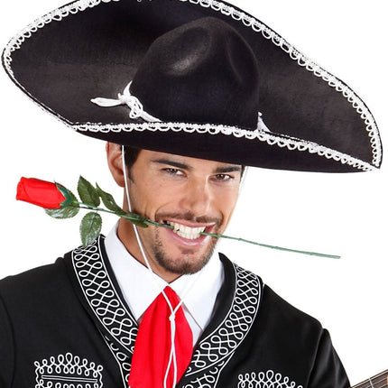 Zwart Witte Sombrero 55cm van Widmann koop je bij Partywinkel