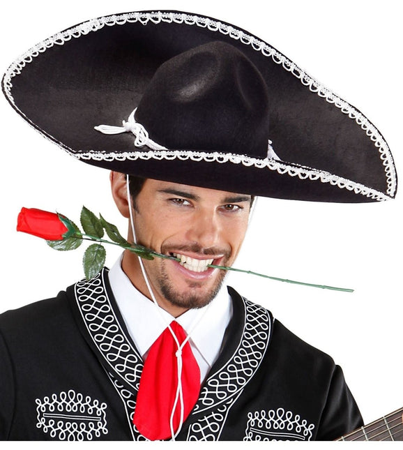 Zwart Witte Sombrero 55cm van Widmann koop je bij Partywinkel