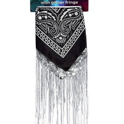 Zwart Zilveren Bandana Strass Franjes van Wilbers & Wilbers koop je bij Partywinkel