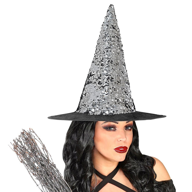 Zwart Zilveren Heksenhoed van Widmann koop je bij Partywinkel