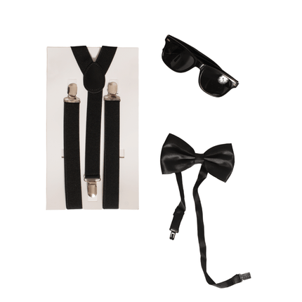 Zwarte Accessoireset 3 delig van Partychimp koop je bij Partywinkel