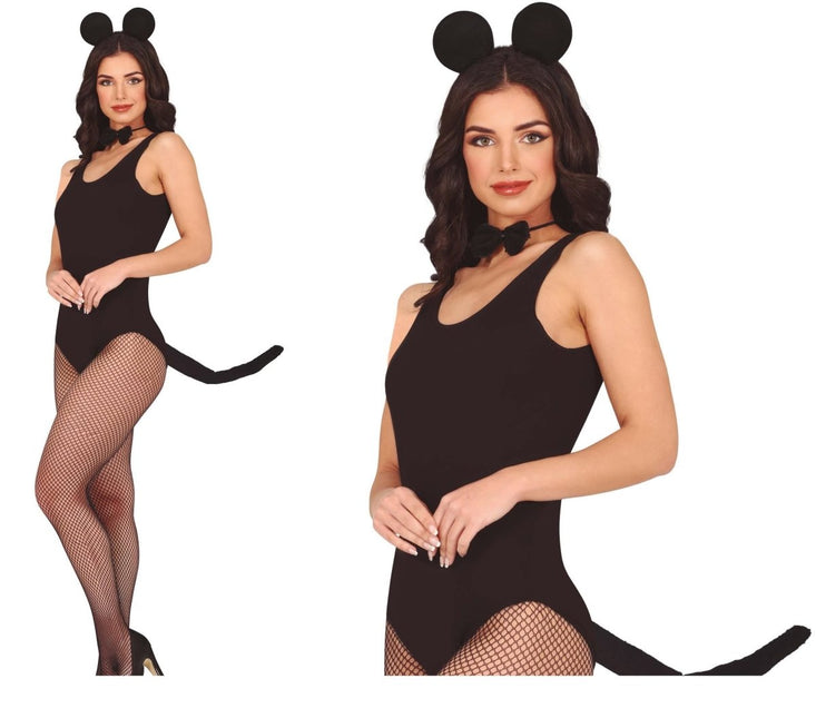Zwarte Accessoireset Muis 3 delig - Partywinkel - 8434077270837