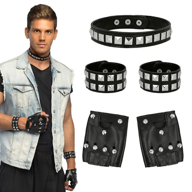 Zwarte Accessoireset Punk 5 delig van Boland koop je bij Partywinkel