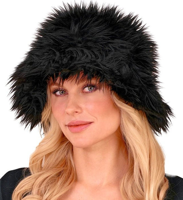 Zwarte Bucket Hat Pluche van Widmann koop je bij Partywinkel