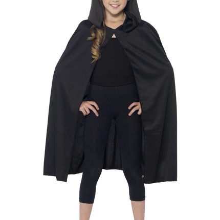 Zwarte Lange Cape met Capuchon van Smiffys koop je bij Partywinkel