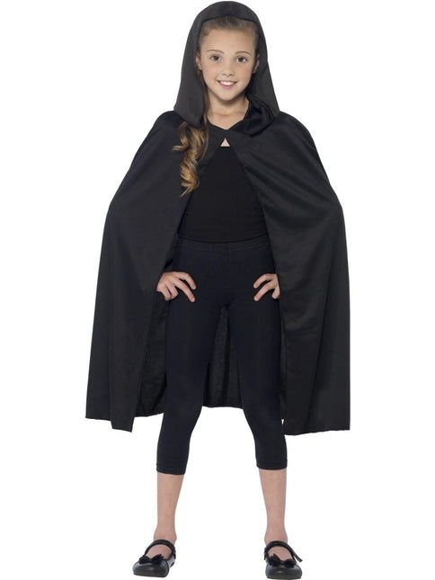 Zwarte Lange Cape met Capuchon van Smiffys koop je bij Partywinkel