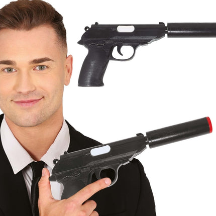 Zwarte Nep Pistool 25cm - Partywinkel - 8434077270257