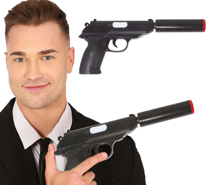 Zwarte Nep Pistool 25cm - Partywinkel - 8434077270257